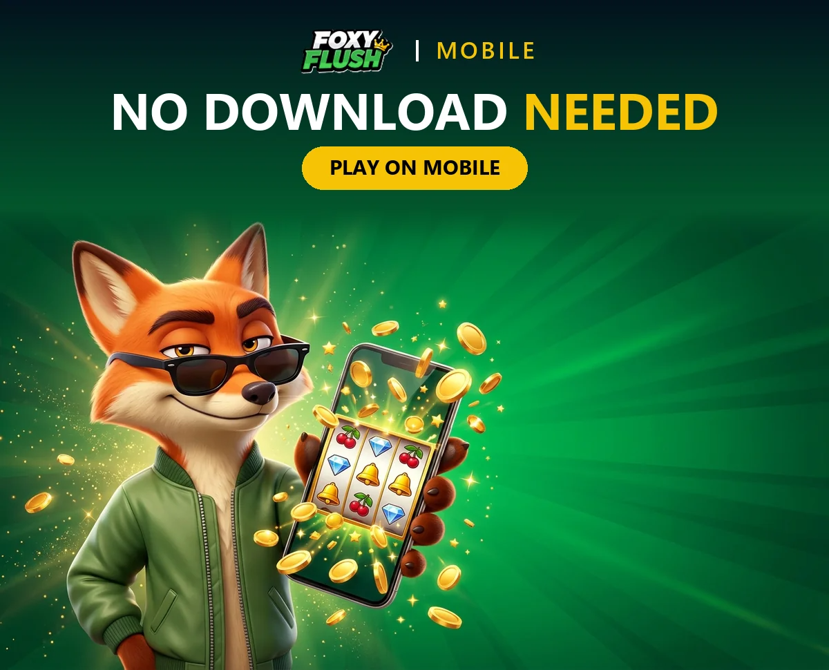 foxyflush-casino-on-a-smartphone-held-by-the-fox-mascot